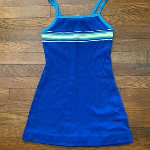 Royal blue knit sundress with stripes